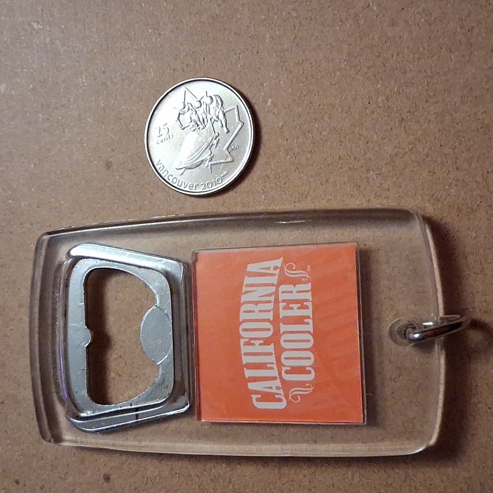 California Cooler Bottle Opener Keychain - Silver and Orange